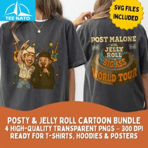 Malone & Jelly Roll Cartoon Bundle Shirt 14 Malone Jelly Roll Cartoon Bundle Shirt Malone Jelly Roll Cartoon Bundle Shirt