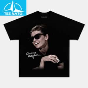 Audrey Hepburn Classic Actress Portrait Black Shirt