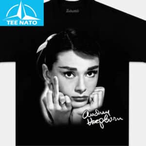 Audrey Hepburn Iconic Pose Black and White Graphic Shirt