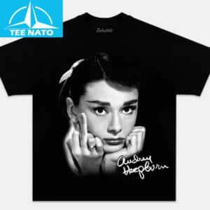 Audrey Hepburn Iconic Pose Black and White Graphic Shirt1