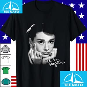 Audrey Hepburn Iconic Pose Black and White Graphic Shirt3