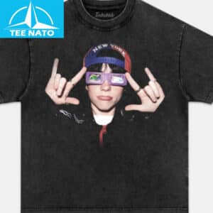 Billie Eilish New York Cap Rock Hand Gesture Shirt2