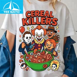Cereal Killers Horror Movie Characters Halloween Graphic Shirt