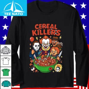 Cereal Killers Horror Movie Characters Halloween Graphic Shirt1