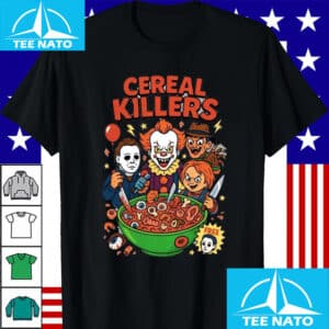 Cereal Killers Horror Movie Characters Halloween Graphic Shirt2