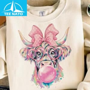 Coquette Highland Cow Bubblegum Shirt