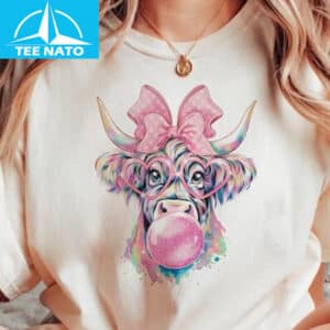 Coquette Highland Cow Bubblegum Shirt2