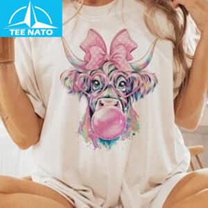 Coquette Highland Cow Bubblegum Shirt3