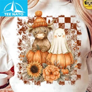 Highland Cow Ghost Pumpkin Fall Halloween Shirt