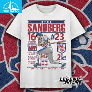 Ryne Sandberg 23 Hall of Fame Baseball Legend Stats Shirt