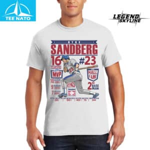Ryne Sandberg 23 Hall of Fame Baseball Legend Stats Shirt2