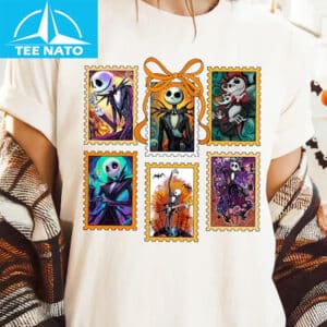 Skeleton Postage Stamp Halloween Shirt2