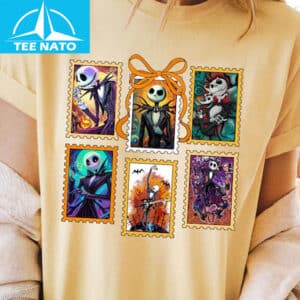 Skeleton Postage Stamp Halloween Shirt3