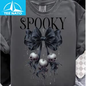 Spooky Ghost Cherry Bow Halloween Shirt 1