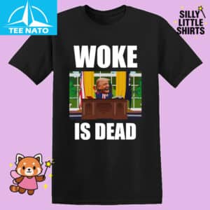 Woke Is Dead Donald Trump Political Cartoon Shirt