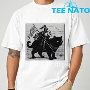 Defend Your Local Public Library Funny Knight Cat T Shirt 1