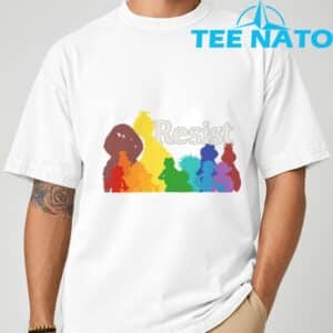 Save P.B.S Resist Rainbow Character Graphic T Shirt 3